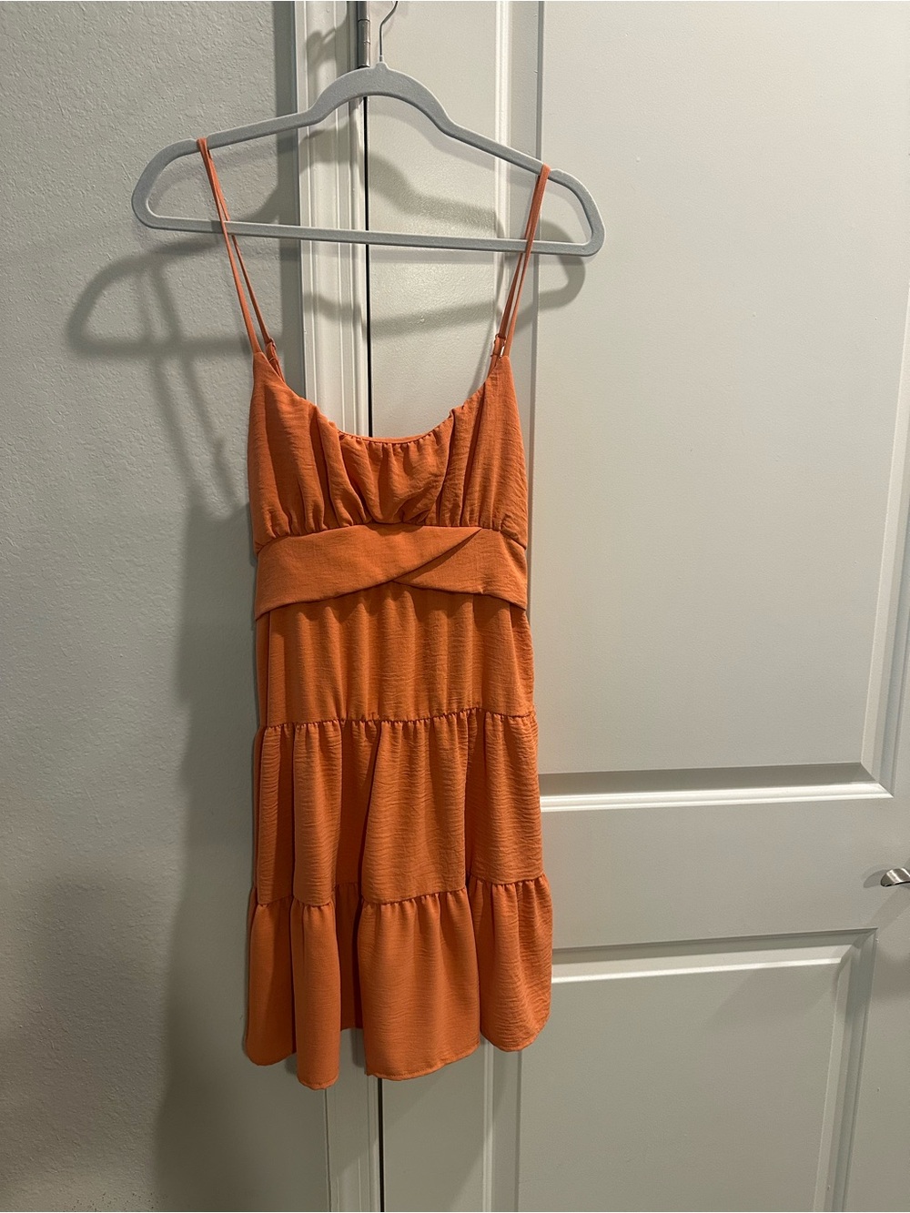 Altar'd State Orange Tiered Spaghetti-Strap Sundress